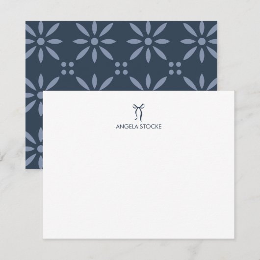 Personalized Name Blue Bow Mitteilungskarte (Vorne/Hinten)