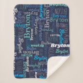 Personalized name blue cyan aqua print all over sherpadecke (Vorderseite)