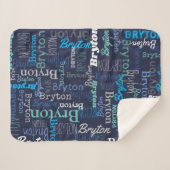 Personalized name blue cyan aqua print all over sherpadecke (Vorderseite (Horizontal))