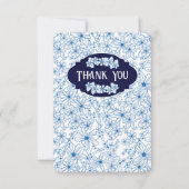 Personalized Name Blue Floral Pattern, Blank Dankeskarte (Vorderseite)