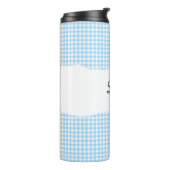 Personalized Name Blue Gingham Pattern Thermosbecher (Nach links gedreht)