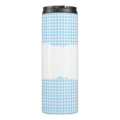 Personalized Name Blue Gingham Pattern Thermosbecher (Rückseite)