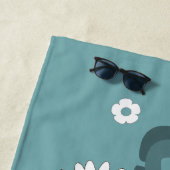 Personalized Name Blue Retro Style Flowers Strandtuch (Beispiel)