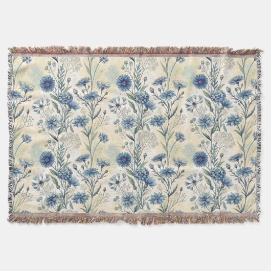Personalized Name Blue Wildflowers Decke (Vorderseite)