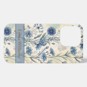 Personalized Name Blue Wildflowers iPhone Hülle (Rückseite (Horizontal))