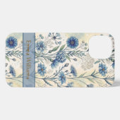Personalized Name Blue Wildflowers iPhone Hülle (Rückseite (Horizontal))