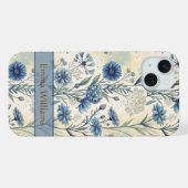 Personalized Name Blue Wildflowers iPhone Hülle (Rückseite (Horizontal))