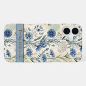 Personalized Name Blue Wildflowers iPhone Hülle (Rückseite (Horizontal))