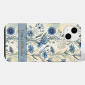Personalized Name Blue Wildflowers iPhone Hülle (Rückseite (Horizontal))