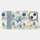 Personalized Name Blue Wildflowers iPhone Hülle (Rückseite (Horizontal))