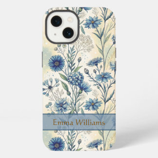 Personalized Name Blue Wildflowers iPhone 13 Hülle