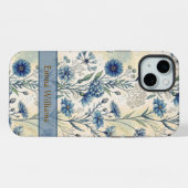 Personalized Name Blue Wildflowers iPhone Hülle (Rückseite (Horizontal))
