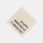 Personalized Name Bold Brown Cream Birthday Party Serviette (Ecke)