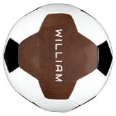 Personalized Name Brown Leather Texture Fußball (Gedreht)