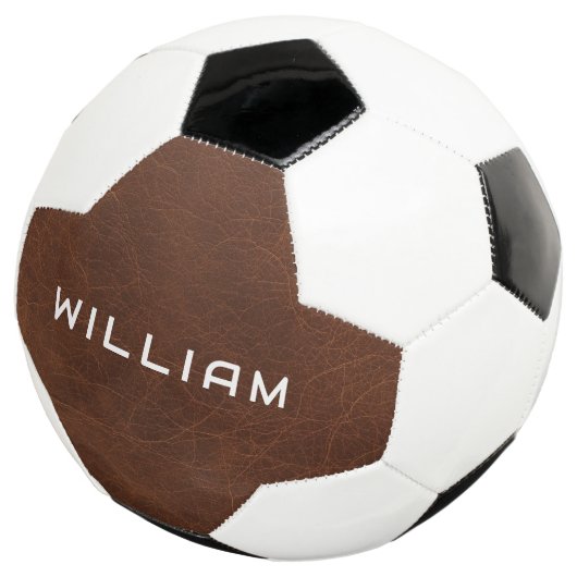 Personalized Name Brown Leather Texture Fußball (Dreiviertel)