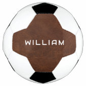 Personalized Name Brown Leather Texture Fußball (Vorderseite)