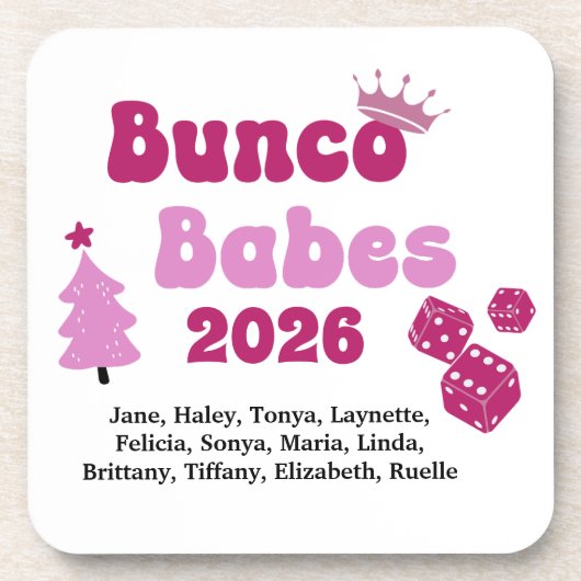 Personalized Name Bunco Babes Getränkeuntersetzer (Vorderseite)