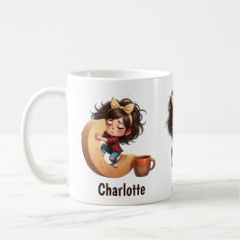 Personalized Name & C Sleepy Morning Plaid Charact Kaffeetasse