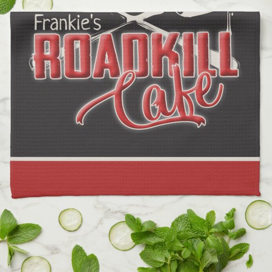 Personalized NAME Cheeky Roadkill Cafe Diner Geschirrtuch (Gefaltet)