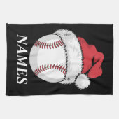 Personalized Name Christmas Baseball Santa Hat Geschirrtuch (Horizontal)