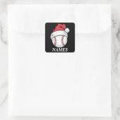 Personalized Name Christmas Baseball Santa Hat Quadratischer Aufkleber (Tasche)