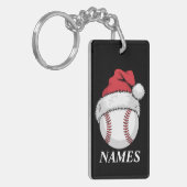 Personalized Name Christmas Baseball Santa Hat Schlüsselanhänger (Vorderseite links)
