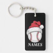 Personalized Name Christmas Baseball Santa Hat Schlüsselanhänger (Vorderseite)