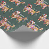 Personalized Name Christmas Golden Retriever Dog Geschenkpapier (Ecke)