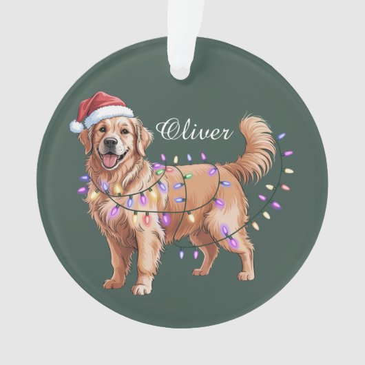 Personalized Name Christmas Golden Retriever Dog Ornament (Vorderseite)
