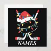 Personalized Name Christmas Hockey Xmas Santa Hat Einladung (Vorne/Hinten)