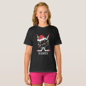 Personalized Name Christmas Hockey Xmas Santa Hat T-Shirt (Vorne ganz)