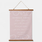 Personalized Name Cloud Jeremiah 1:5 Nursery pink Wandteppich Mit Holzrahmen (Vorderseite)
