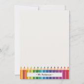 Personalized Name Colorful Pencils Teacher's Mitteilungskarte (Vorderseite)