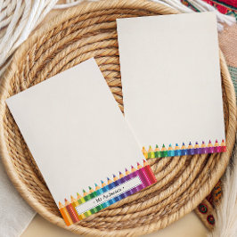 Personalized Name Colorful Pencils Teacher's Mitteilungskarte