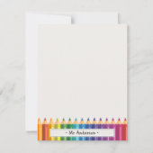 Personalized Name Colorful Pencils Teacher's Mitteilungskarte (Vorderseite)
