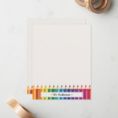 Personalized Name Colorful Pencils Teacher's Mitteilungskarte (Vorderseite/Rückseite Beispiel)