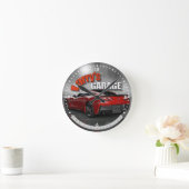 Personalized Name Corvette Garage Clock Runde Wanduhr (Zuhause)