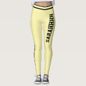 Personalized Name Cream And Black Stripes Fun Gift Leggings (Vorderseite)