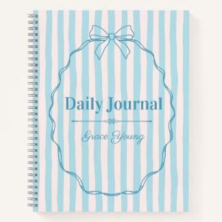 Personalized Name Custom Blue Ribbon  Elegant Notizblock