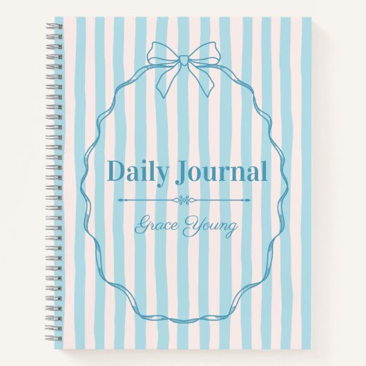 Personalized Name Custom Blue Ribbon  Elegant Notizblock (Vorderseite)