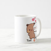 Personalized Name Cute Bear Couple Mug Kaffeetasse (VorderseiteRechts)