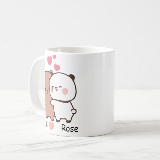 Personalized Name Cute Bear Couple Mug Kaffeetasse (Vorderseite Links)