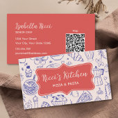 Personalized Name Cute Hand Drawn Food QR Code Visitenkarte