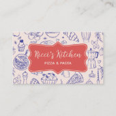 Personalized Name Cute Hand Drawn Food QR Code Visitenkarte (Vorderseite)