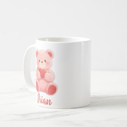 Personalized Name Cute Teddy Bear Kaffeetasse (Vorderseite Links)