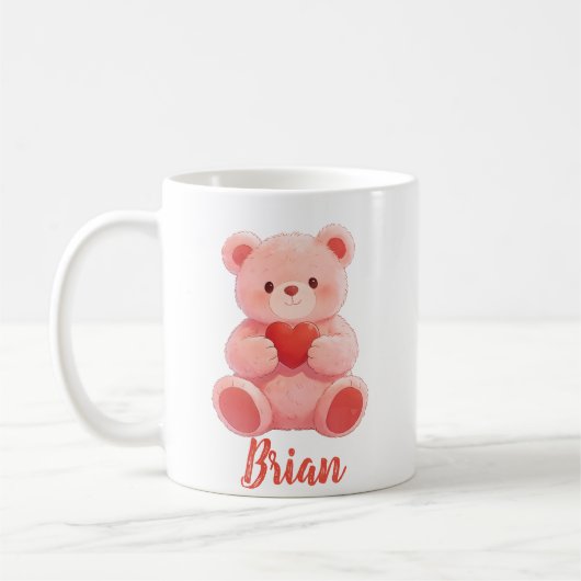 Personalized Name Cute Teddy Bear Kaffeetasse (Links)