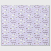 Personalized Name Cute Unicorn Cat Birthday Geschenkpapier (Flach)