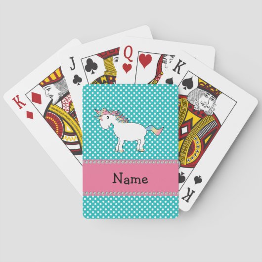 Personalized name cute unicorn spielkarten (Rückseite)