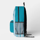 Personalized Name DARK TURQUOISE LINE STRIPES Bedruckter Rucksack (Rechts)