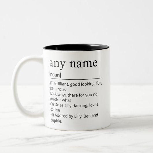Personalized Name Definition Zweifarbige Tasse (Links)